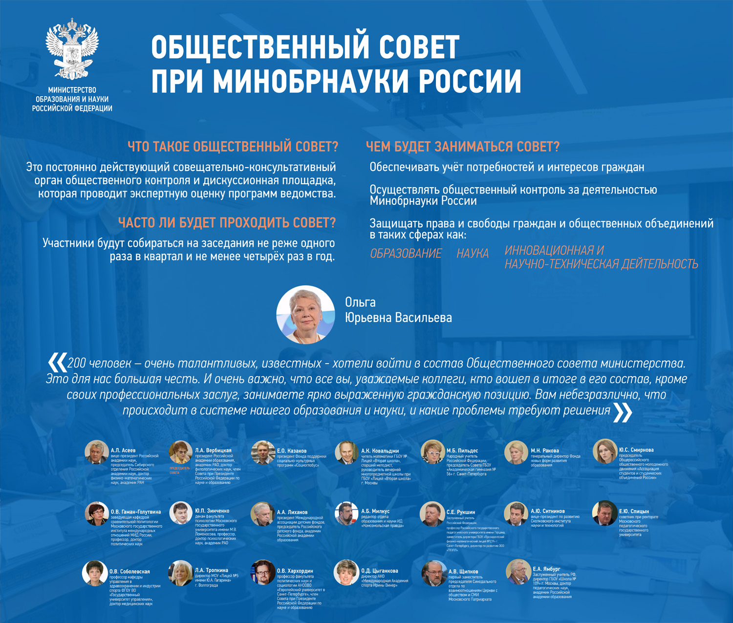 Состав Общественного совета при Минобрнауки России в 2017