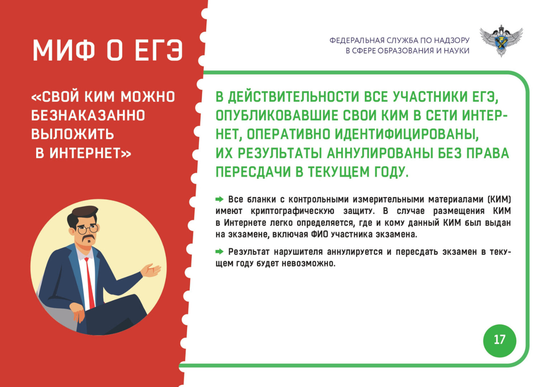 Мифы о ЕГЭ №17. Свой КИМ можно выложить в интернет – РОССИЙСКОЕ ОБРАЗОВАНИЕ  В ЦИФРАХ