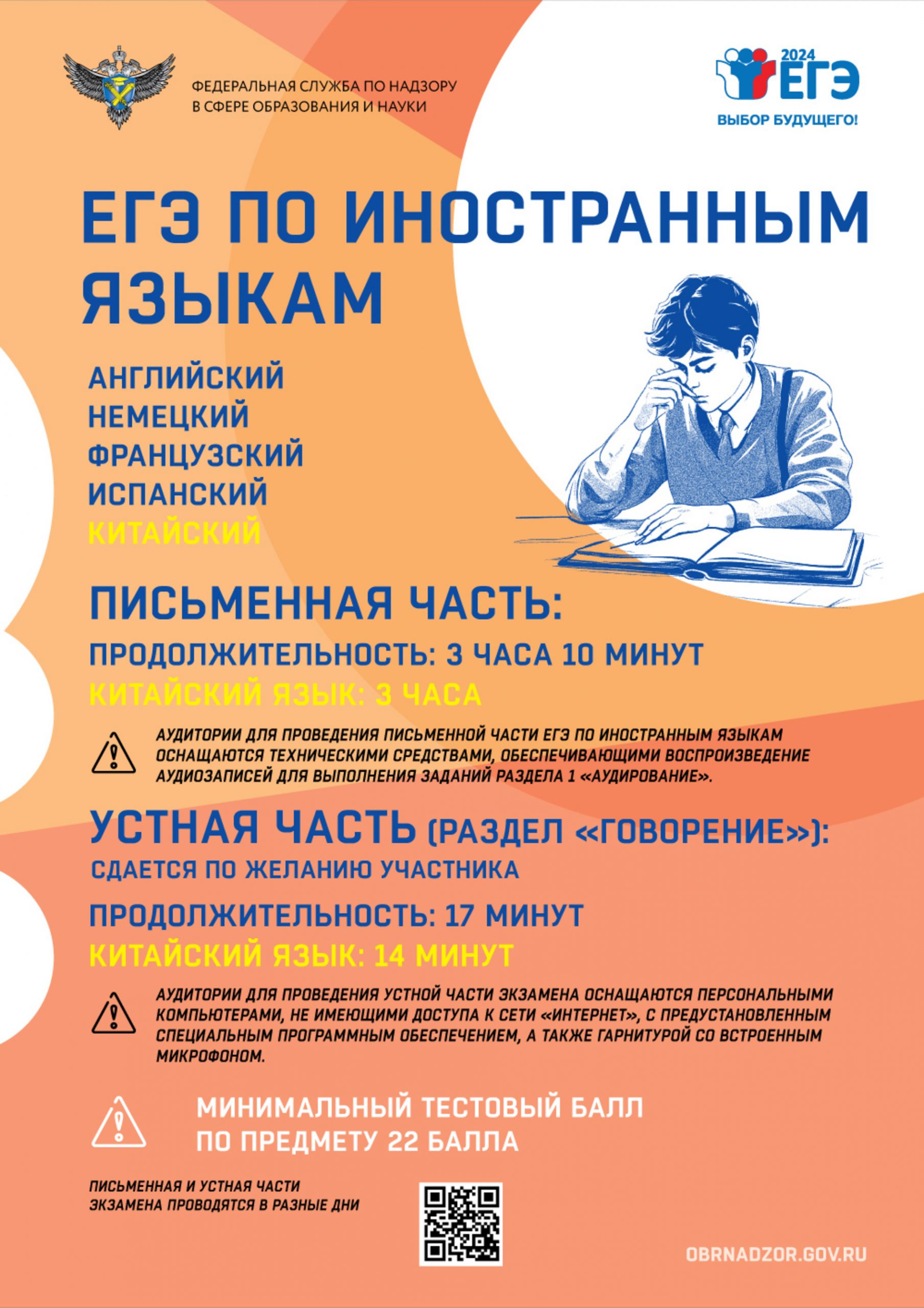 Пересдача ЕГЭ для выпускников по одному из предметов / 2024 –  Информационный плакат
